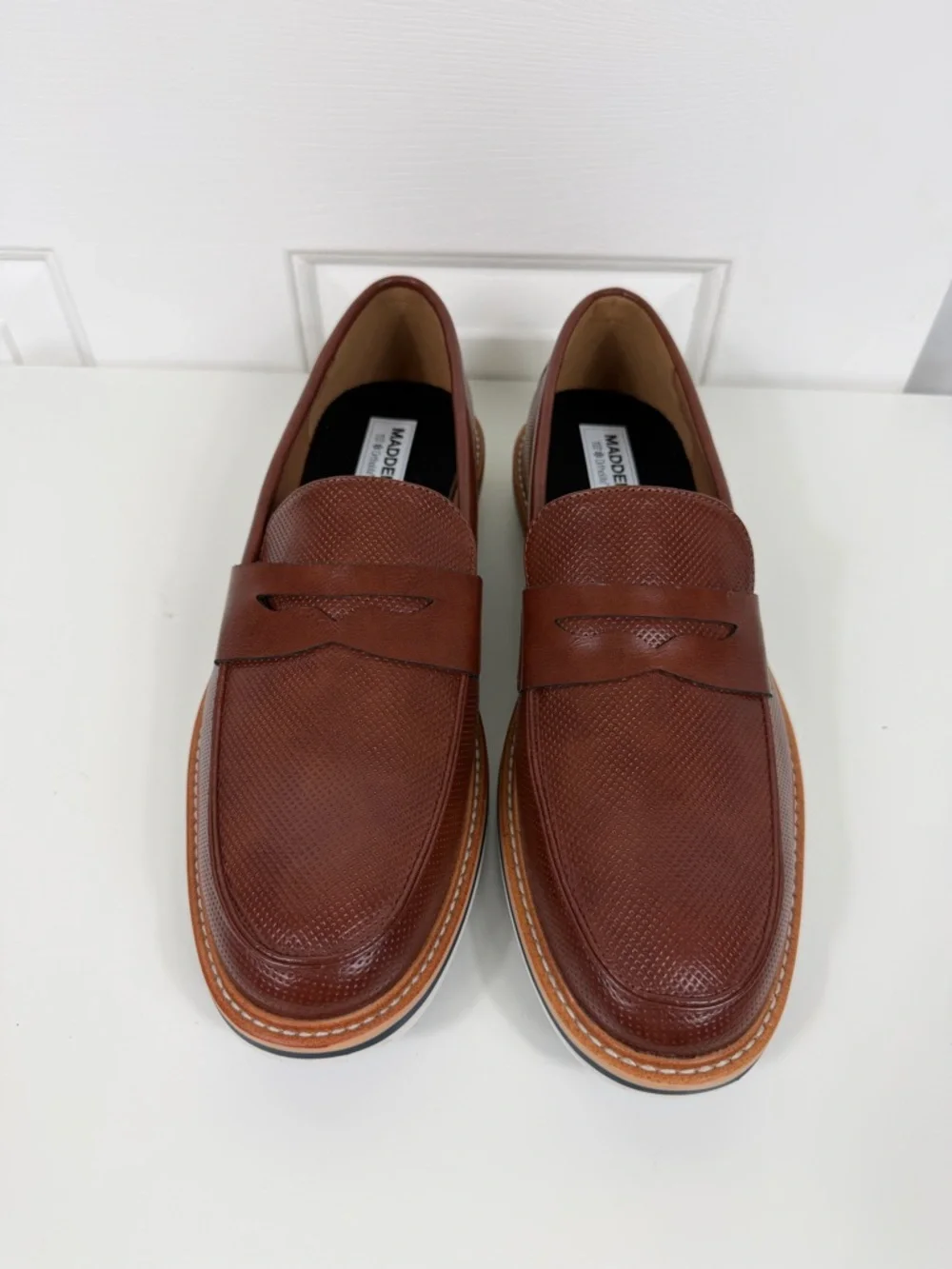Madden M-Vonstr Men’s Cognac Leather Perforated Penny Loafers Size‎ 10